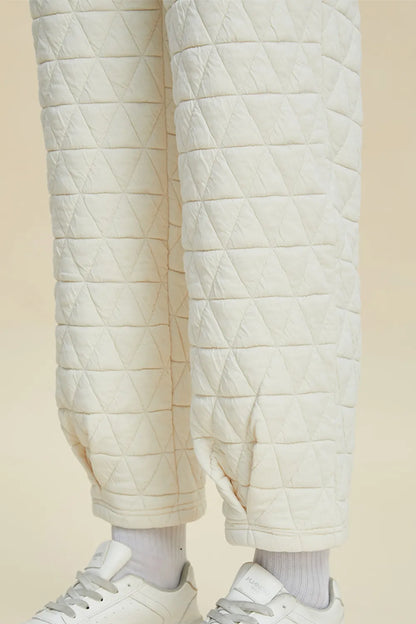 Sarah Express Women's Textured Round Neck Long Sleeve Top and Pants Set