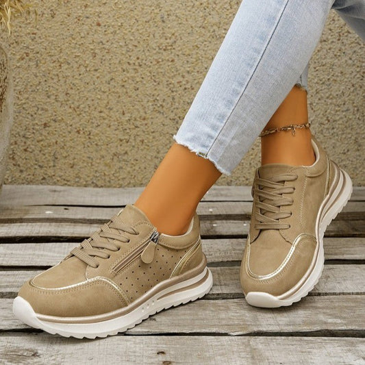 Sarah Express Women's Side-Zip Chunky Sole Sneakers - Breathable Casual Fashion Sneakers