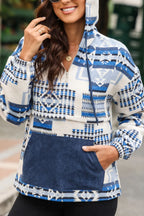 Sarah Express Women's Geometric Quarter Zip Long Sleeve Hoodie