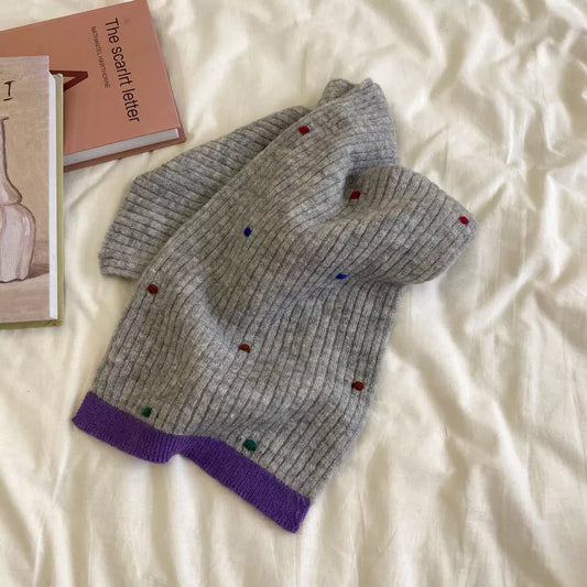 Sarah Express Women's Colorful Dot Knitted Cashmere Scarf Grey One Size