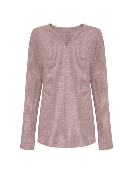 Sarah Express Women's Ribbed Knit Long Sleeve Top and Pants Lounge Set