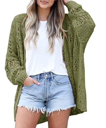 Sarah Express Women's Lightweight Knit Cardigan Long Sleeve V-Neck - Casual Fall Winter Loose Fit Open Front