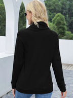 Sarah Express Women's Drawstring Mock Neck Raglan Sleeve T-Shirt