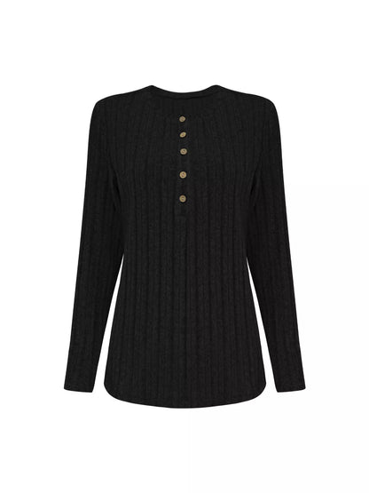 Sarah Express Women's Plus Size Ribbed Knit Button Front Top and Pants Set