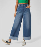 Women's High-Waisted Wide Leg Straight Jeans