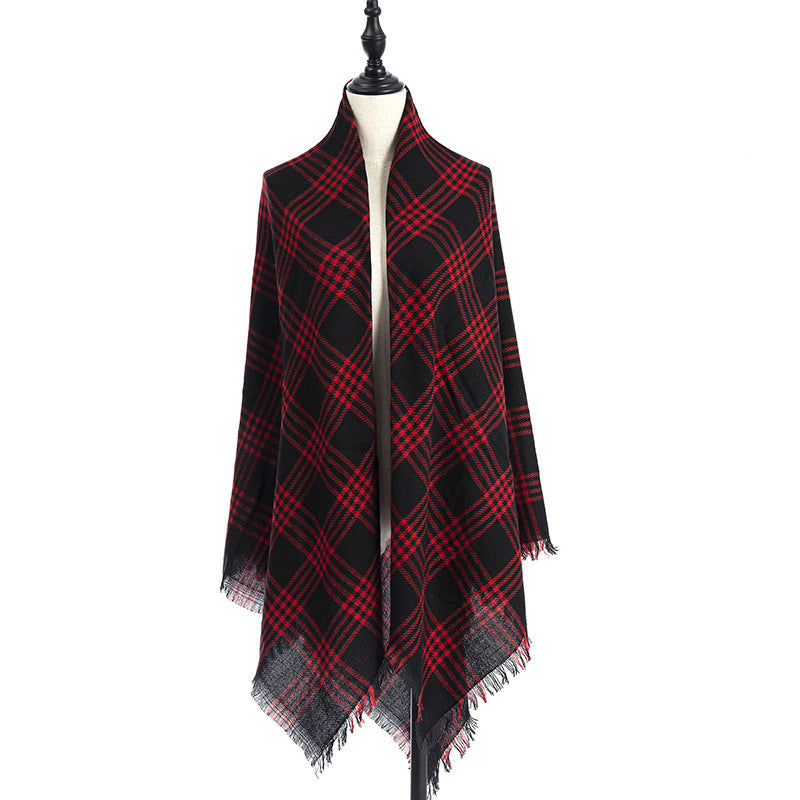 Sarah Express Women's Oversized Square Scarf Cashmere-like Double-Sided Shawl 140cm Woven Fall Winter Accessory