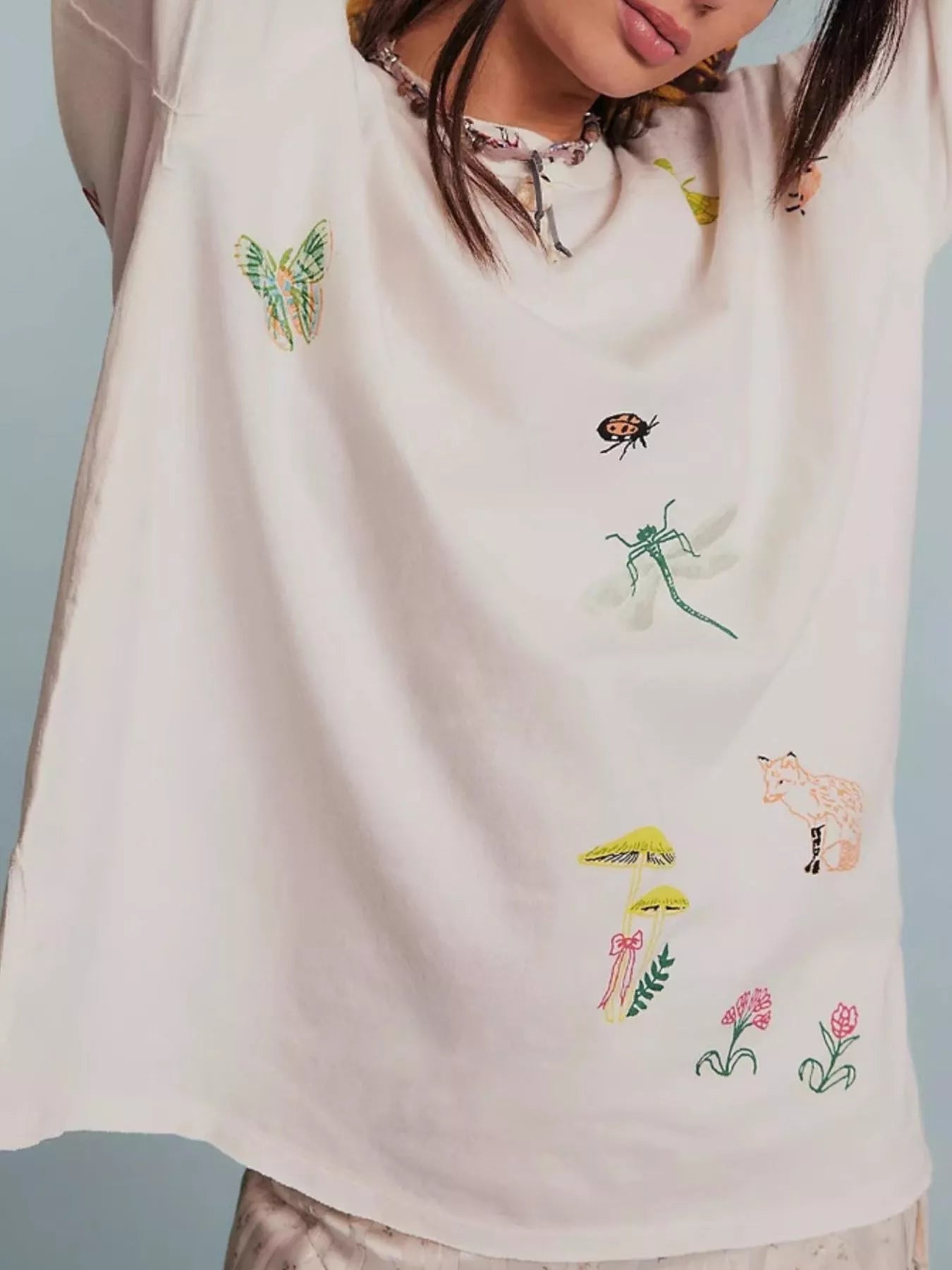 Sarah Express Women's Embroidered Crew Neck Long Sleeve Sweatshirt Ivory