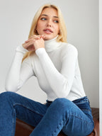 Sarah Express Women's Turtleneck Knit Pullover Sweater Long Sleeve