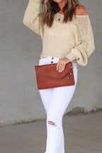 Sarah Express Women's Openwork Boat Neck Raglan Sleeve Knit Top