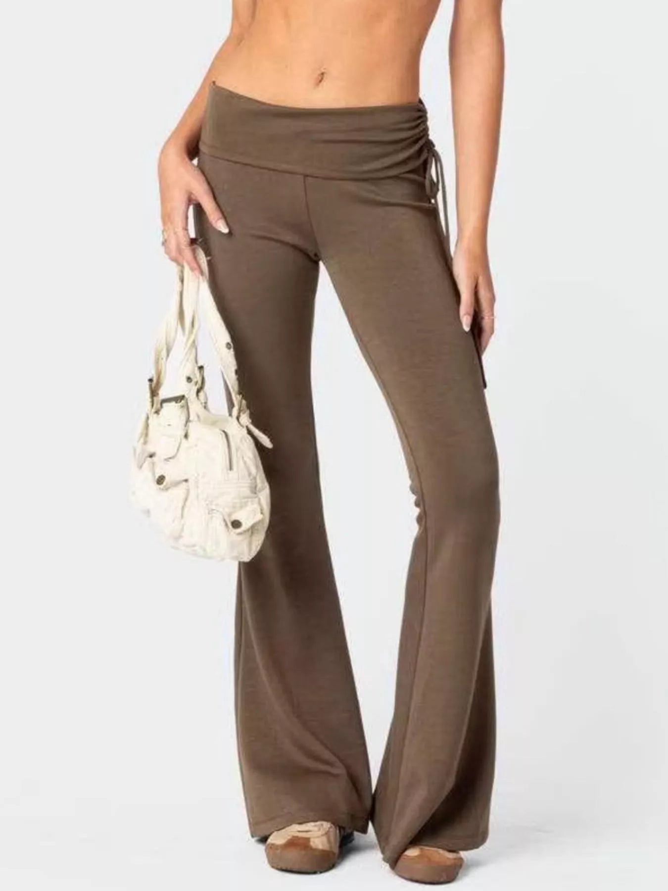 Sarah Express Women's High-Waisted Flare Pants with Drawstring