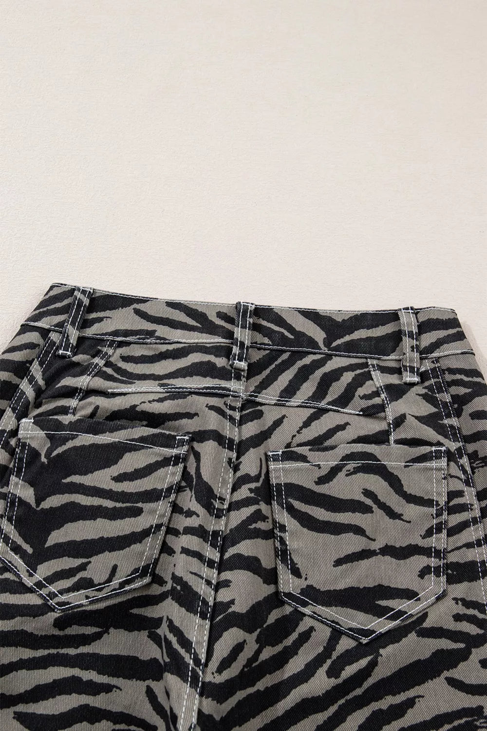 Sarah Express Women's Zebra Stripe Wide Leg Jeans - High Waist Printed Denim Pants