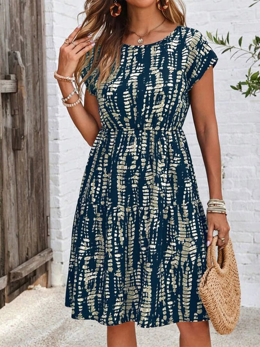 Sarah Express Women's Plus Size Printed Long Sleeve Ruffle Hem Mini Dress