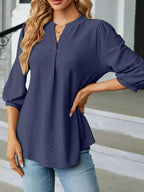 Sarah Express Women's Notched 3/4 Sleeve Casual Top