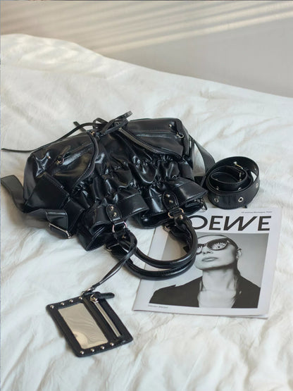 Sarah Express Women's Ruched Leather Crossbody Bag