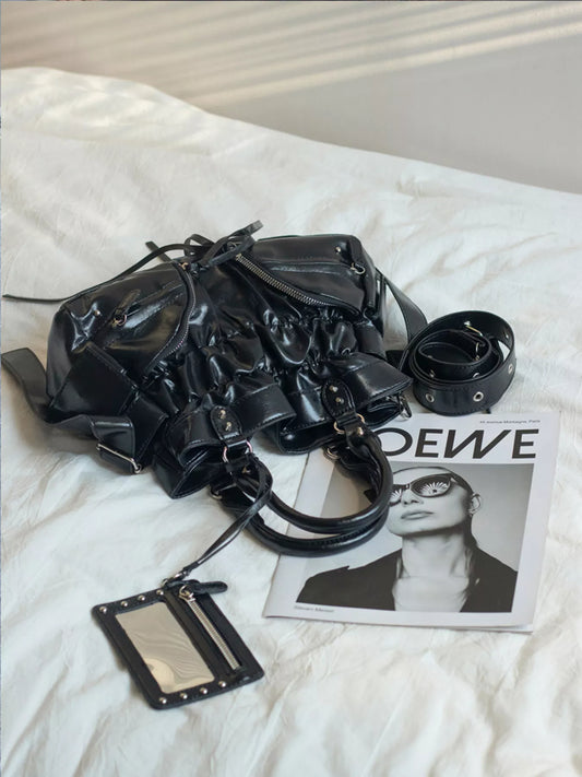 Sarah Express Women's Ruched Leather Crossbody Bag