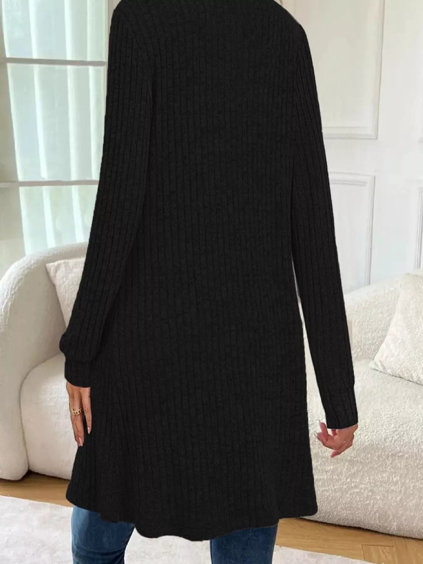 Sarah Express Women's Ribbed Knit Open Front Cardigan