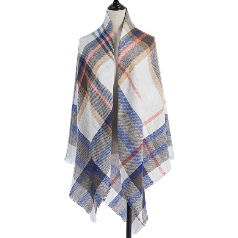 Sarah Express Women's Oversized Square Scarf Cashmere-like Double-Sided Shawl 140cm Woven Fall Winter Accessory