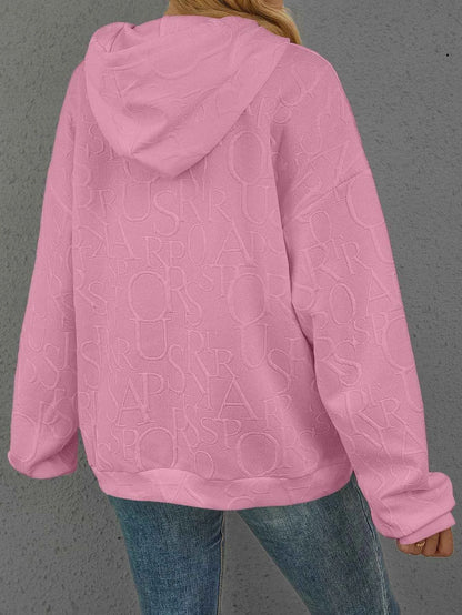 Sarah Express Women's Embossed Lettering Casual Hoodie Plus Size