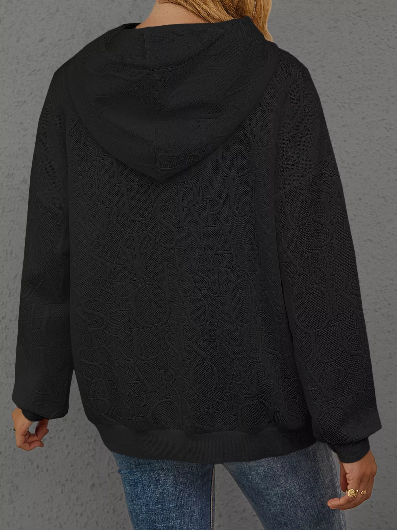 Sarah Express Women's Embossed Lettering Casual Hoodie Plus Size