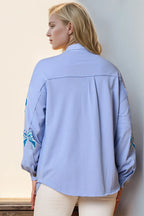 Sarah Express Women's Sequin Bow Button Up Shacket