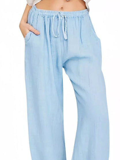 Sarah Express Women's Casual Wide Leg Pants with Drawstring