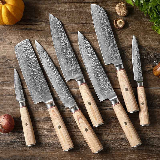 Sarah Express Professional Damascus Steel Kitchen Knife Set - Japanese Chef Knife with Layered Steel Blade