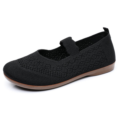 Sarah Express Breathable Slip-On Soft-Soled Non-Slip Casual Flat Shoes Black