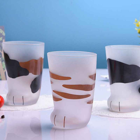Sarah Express Cat Paw Glass Mug - Heat Resistant Cute Animal Coffee Cup 300ml