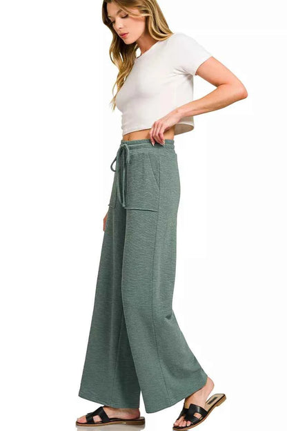 Sarah Express Women's Cotton Slub Short Sleeve Tee and Pants Set - Zenana Loungewear