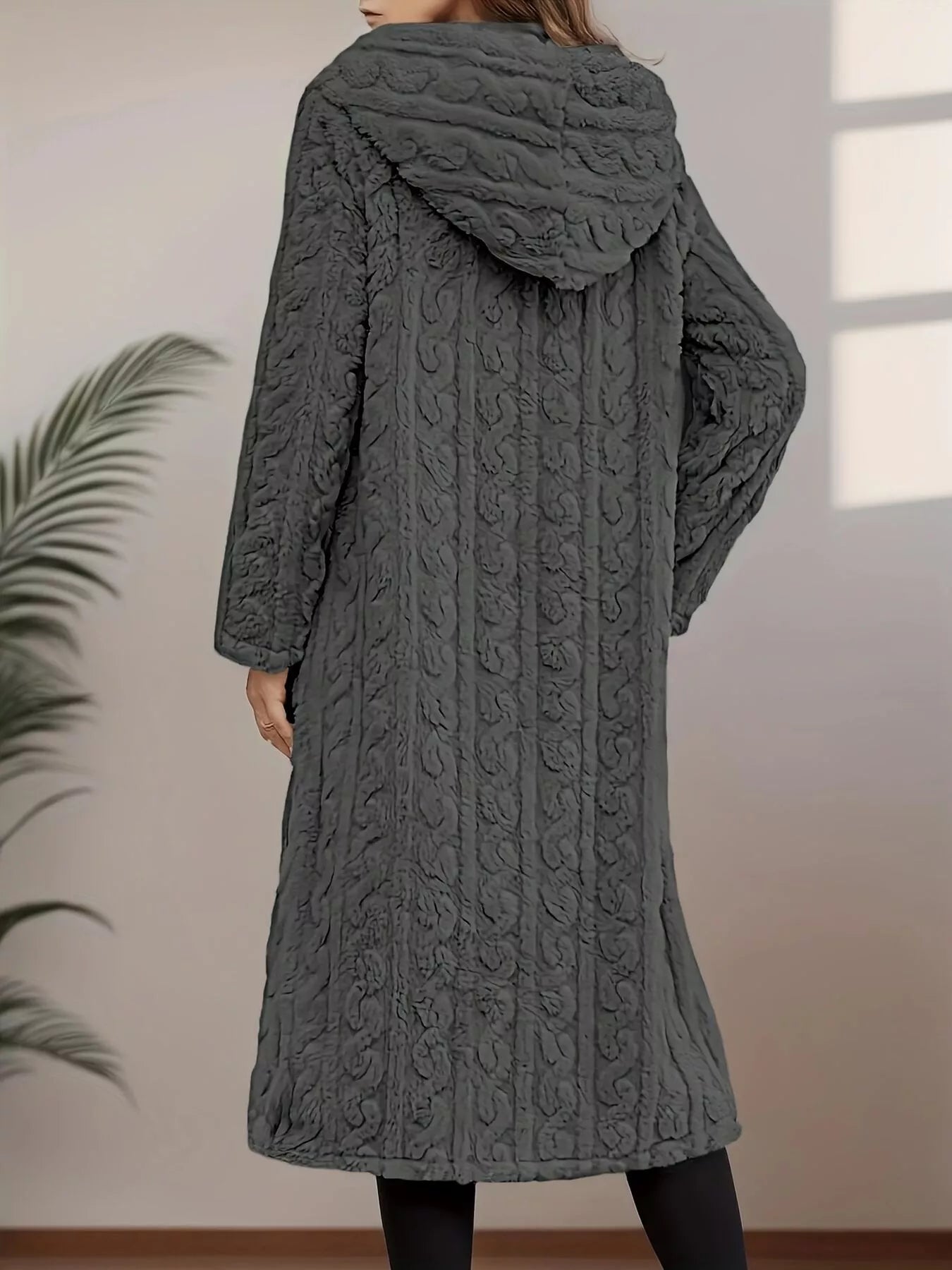 Sarah Express Women's Hooded Button Up Longline Coat