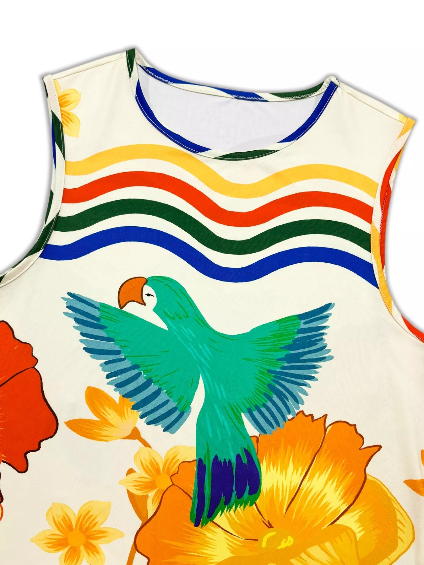 Sarah Express Women's Plus Size Tropical Parrot Print Sleeveless Midi Dress