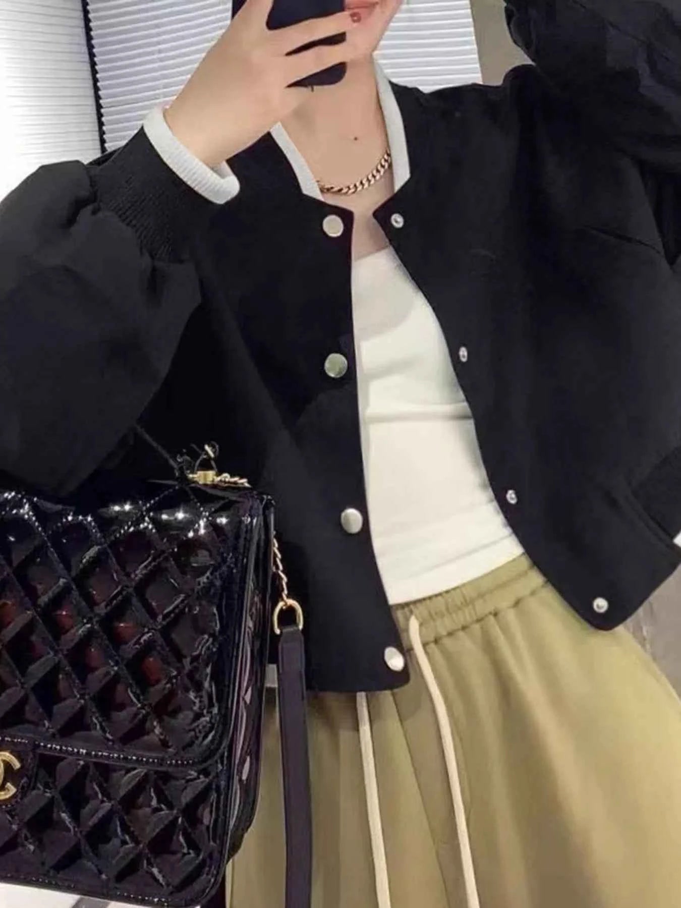 Sarah Express Women's Snap Button Cropped Jacket - Casual Lightweight Outerwear