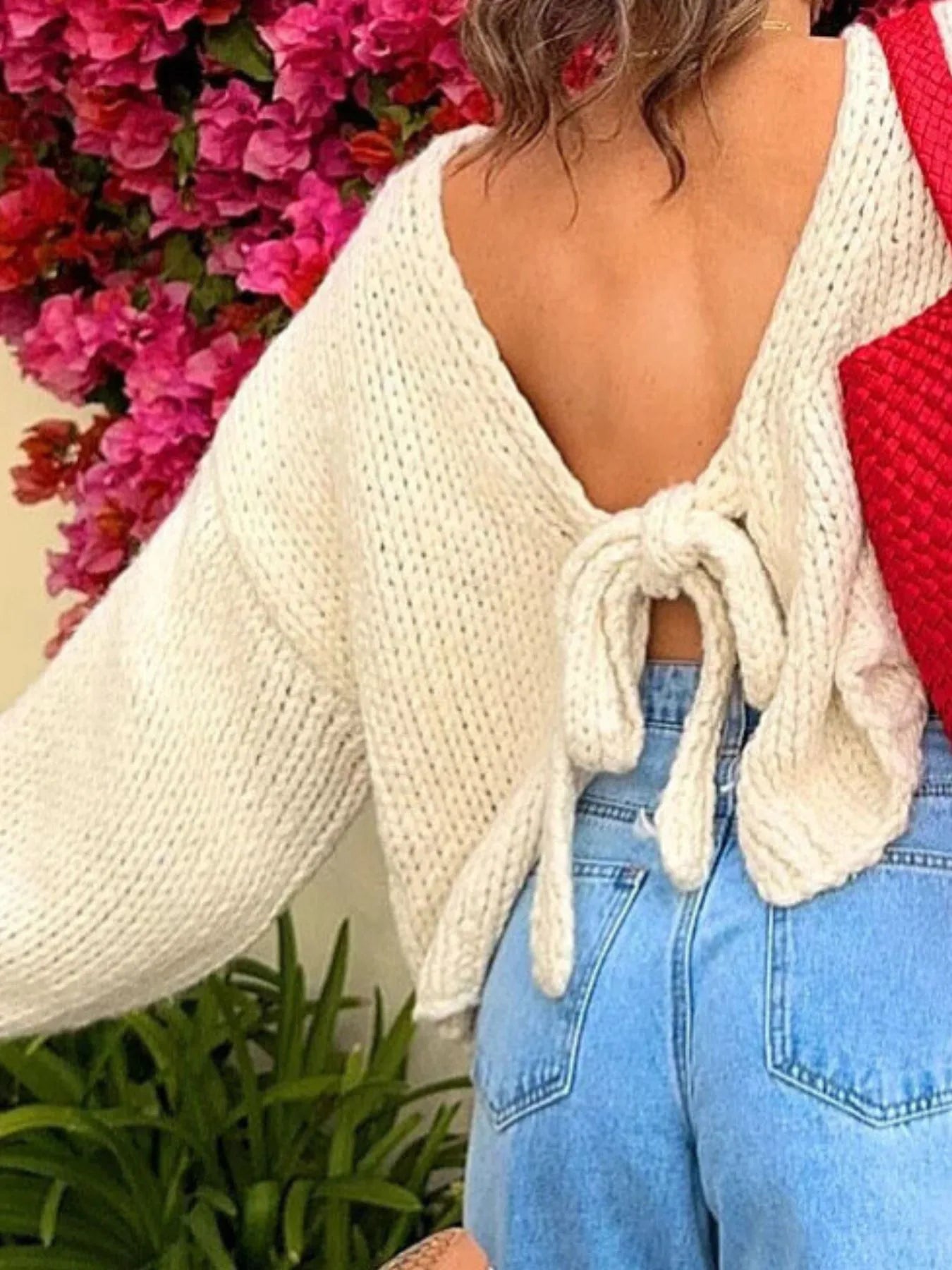 Sarah Express Women's Tied Drop Shoulder Cardigan