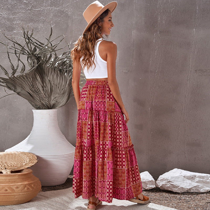 Sarah Express Women's High Waist Printed Maxi Dress Loose Fit Casual