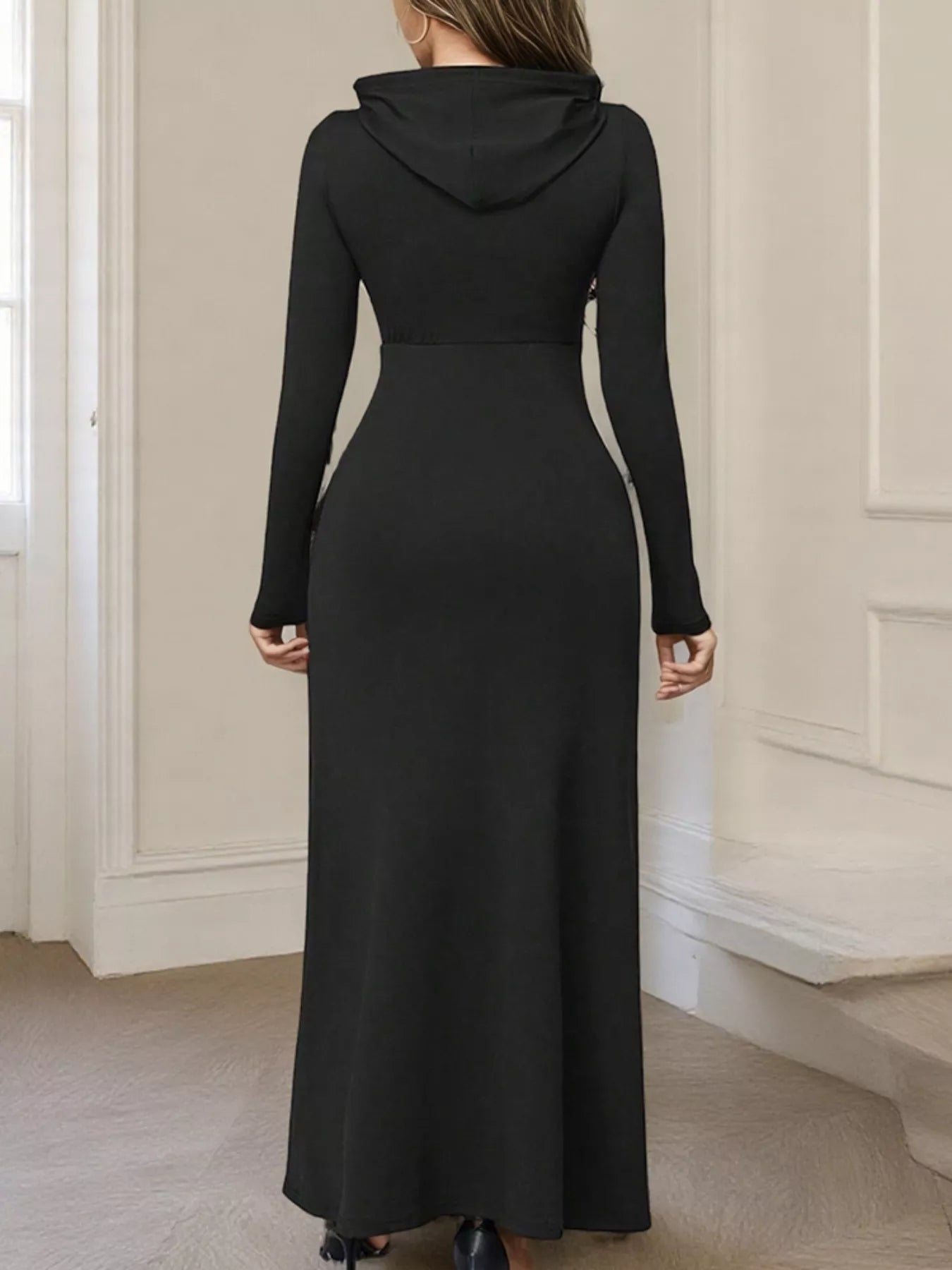 Sarah Express Women's Drawstring Long Sleeve Hooded Maxi Dress