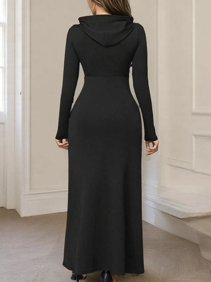 Sarah Express Women's Drawstring Long Sleeve Hooded Maxi Dress