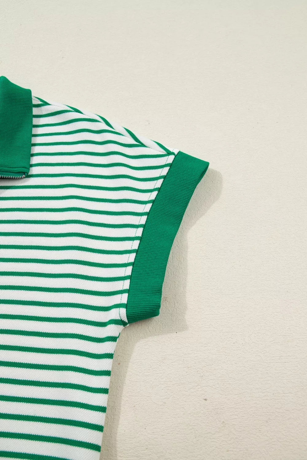 Sarah Express Women's Stripe Quarter Zip Polo Collar T-Shirt Dress with Pockets