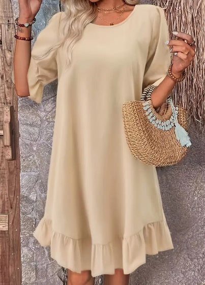 Sarah Express Ruffle Hem Flounce Sleeve Cotton Dress