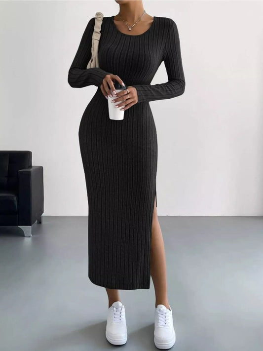 Sarah Express Women's Full Size Ribbed Knit Bodycon Midi Dress Plus Size