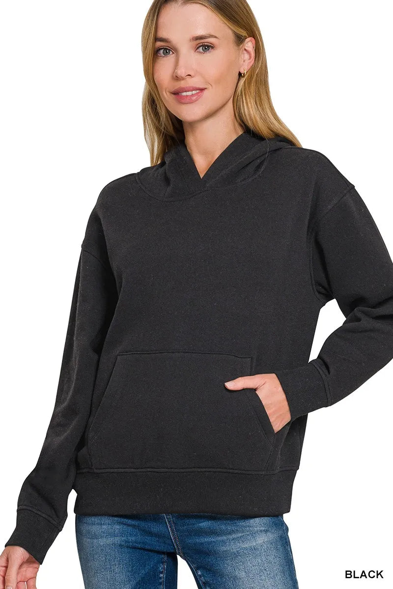 Sarah Express Women's Fleece Kangaroo Pocket Hoodie BLACK
