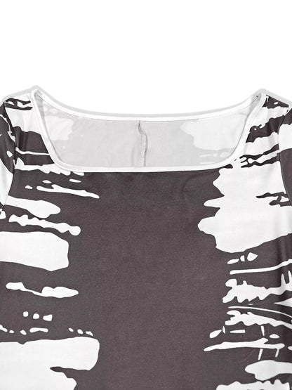 Sarah Express Women's Plus Size Square Neck Short Sleeve Dress