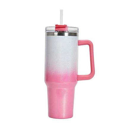 Sarah Express Stainless Steel Vacuum Insulated Water Bottle - Large Capacity Double Layer Thermal Cup 27.5cm White Pink