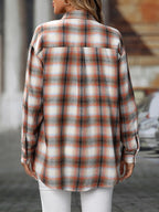 Sarah Express Women's Oversized Plaid Button-Up Shirt
