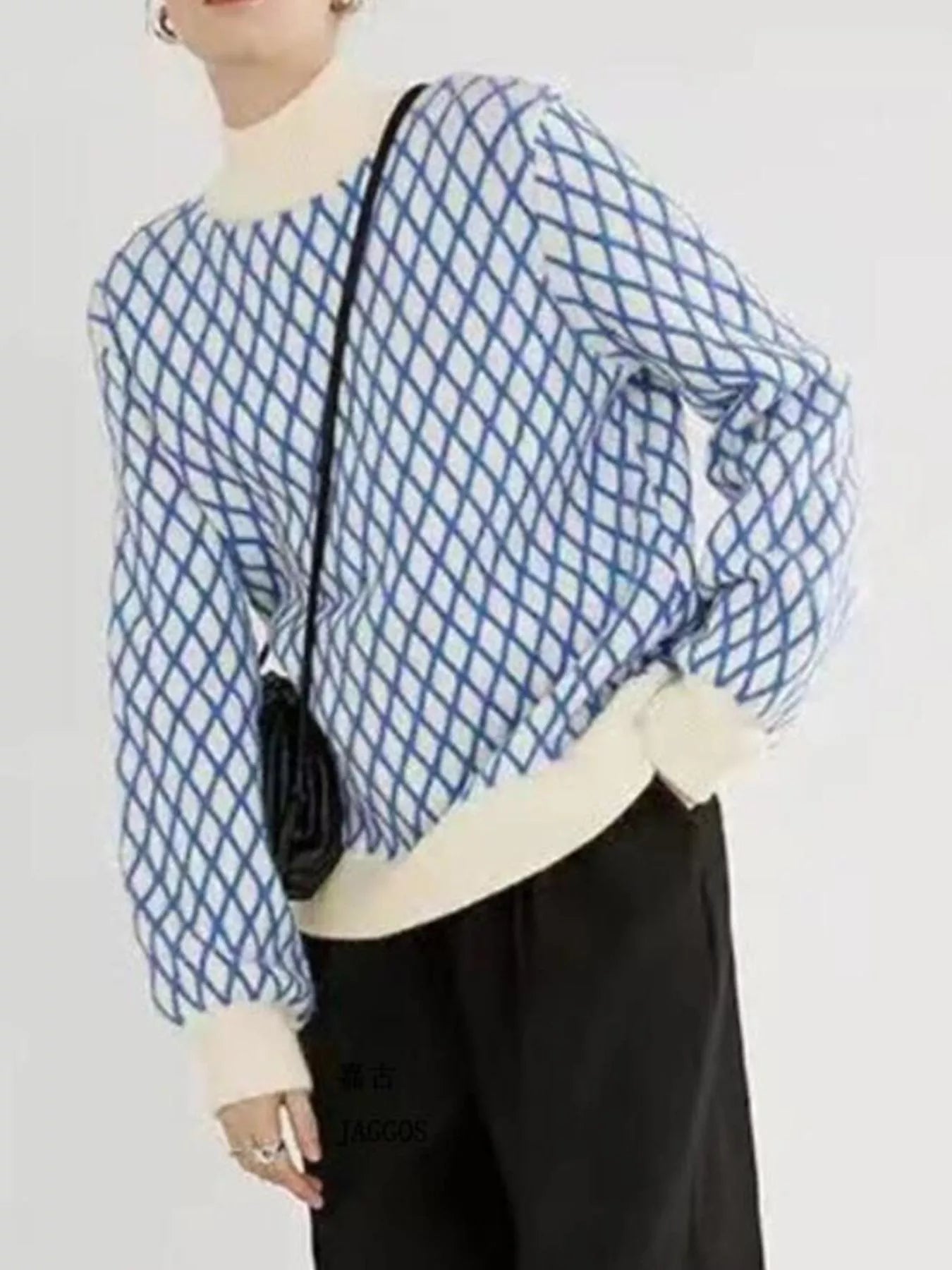 Sarah Express Women's Geometric Pattern Turtleneck Sweater