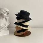 Sarah Express Women's Retro Flat Brim Cap with Bow Accent Adjustable Hat