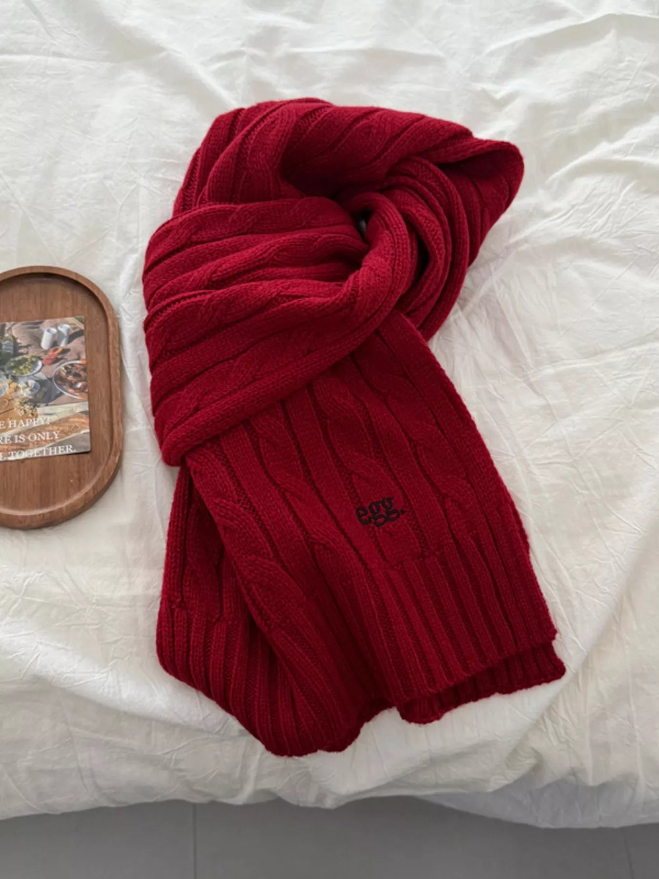 Sarah Express Women's Ribbed Knitted Winter Scarf Red ONESIZE