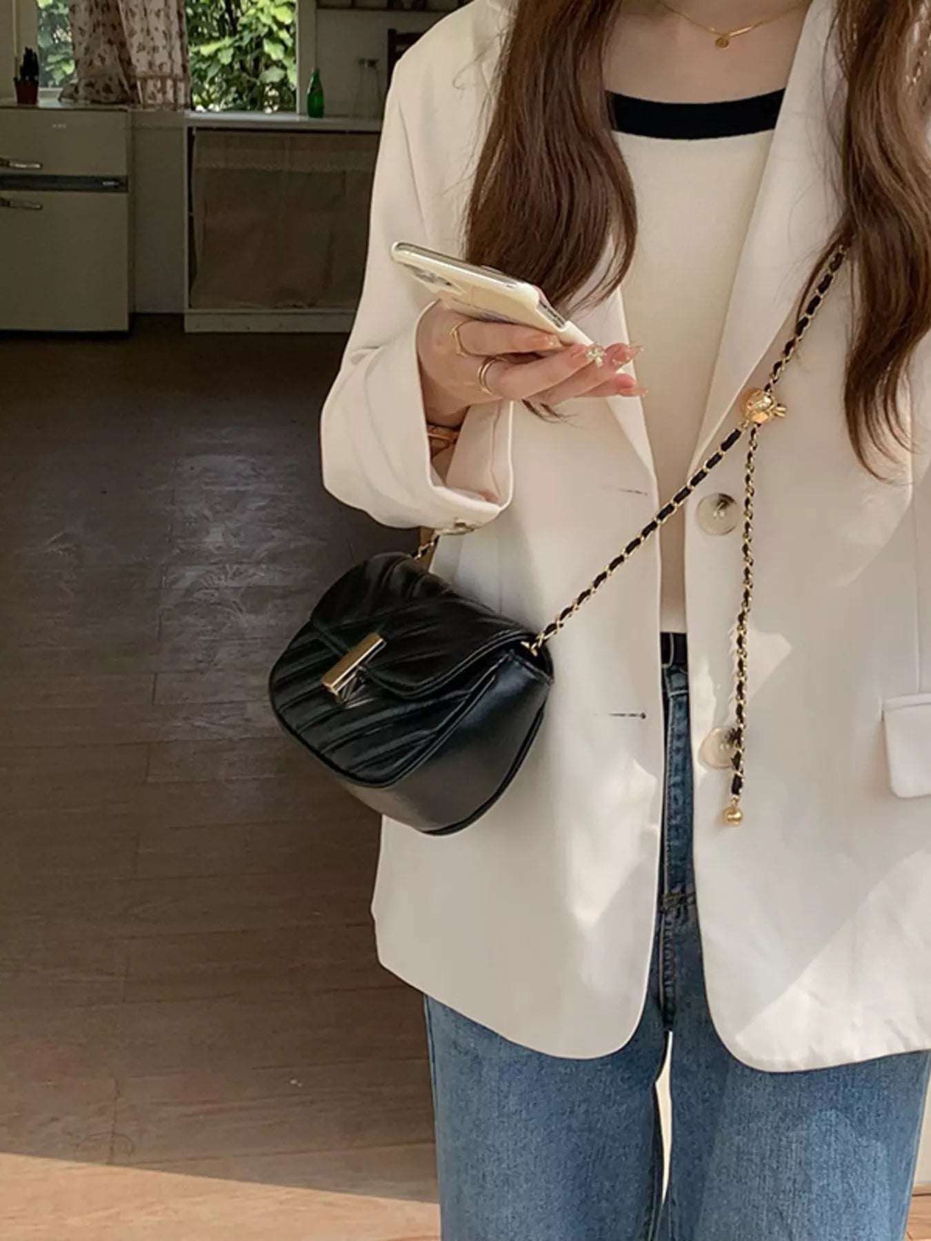 Sarah Express Women's Quilted Flap Chain Crossbody Bag