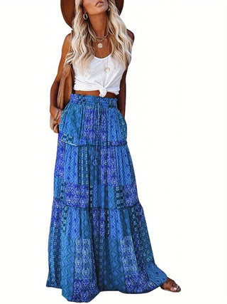 Sarah Express Women's High Waist Printed Maxi Dress Loose Fit Casual