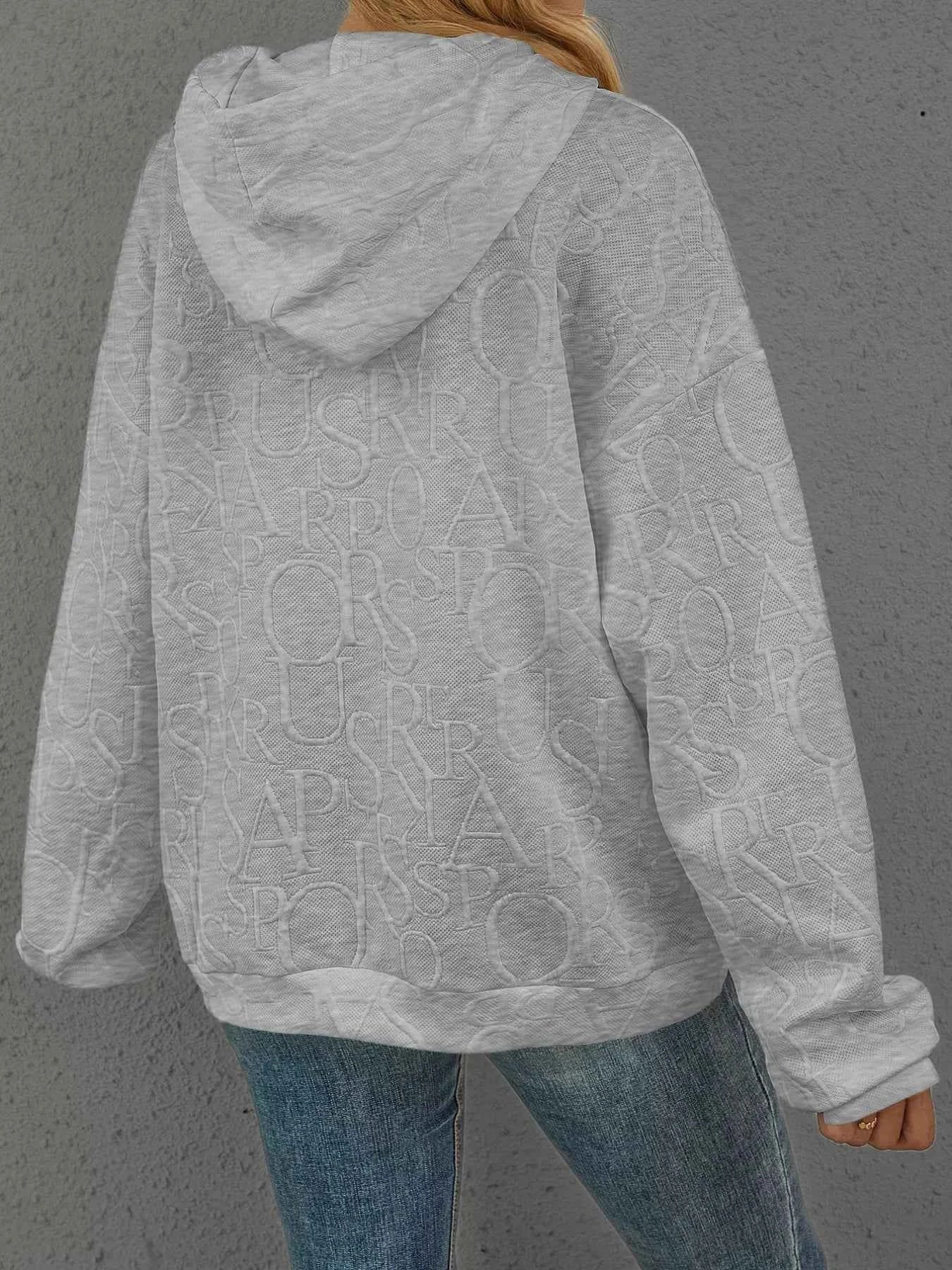 Sarah Express Women's Embossed Lettering Casual Hoodie Plus Size