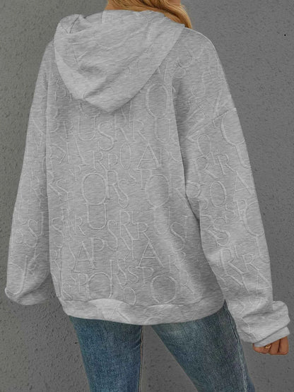 Sarah Express Women's Embossed Lettering Casual Hoodie Plus Size
